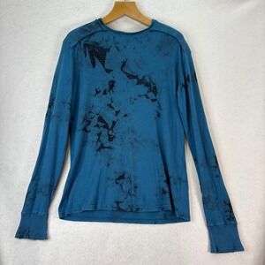 Vtg Affliction Standard Series Men's XL Blue Dyed Long Sleeve Thermal Knit Shirt
